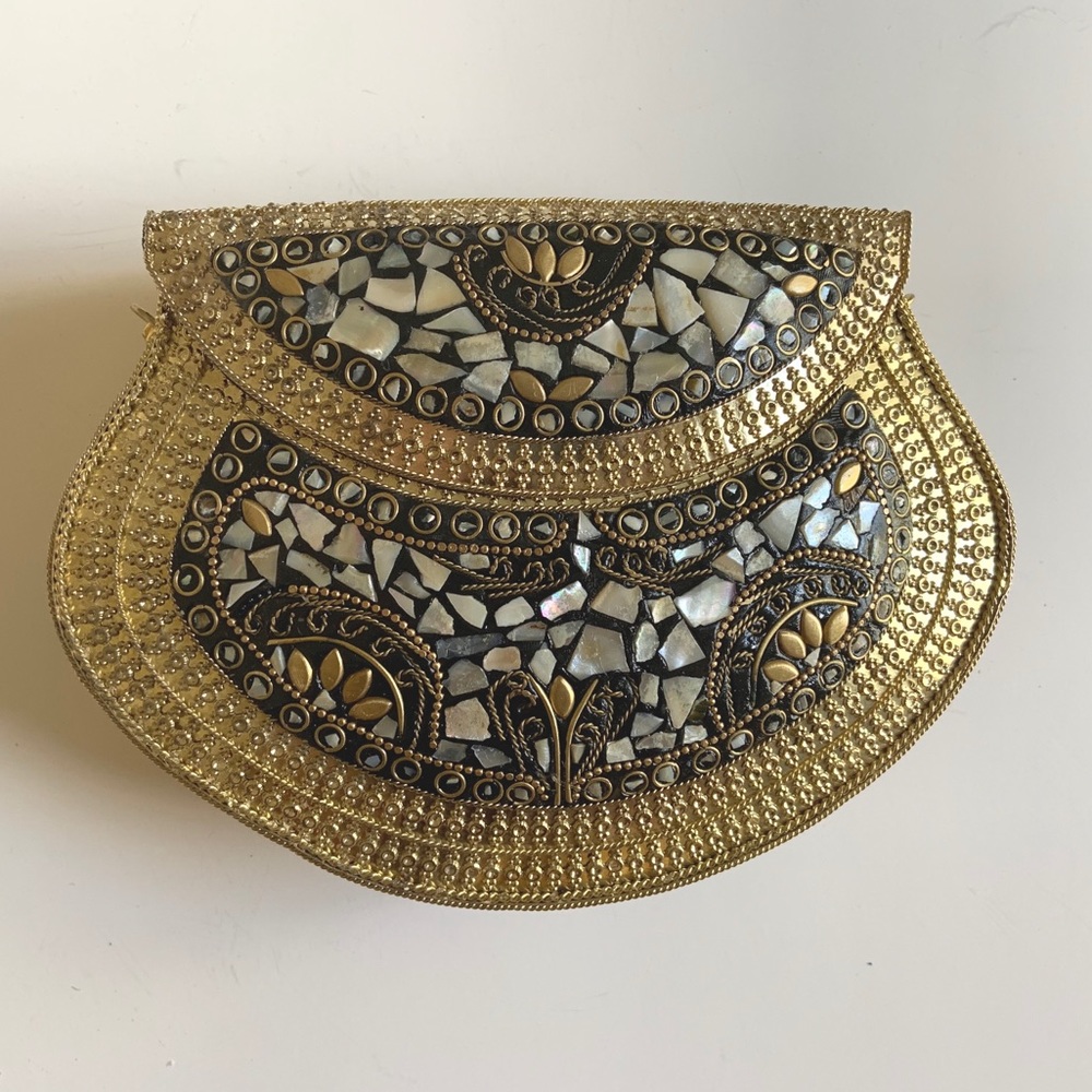 Mosaic Metal Purse Gold